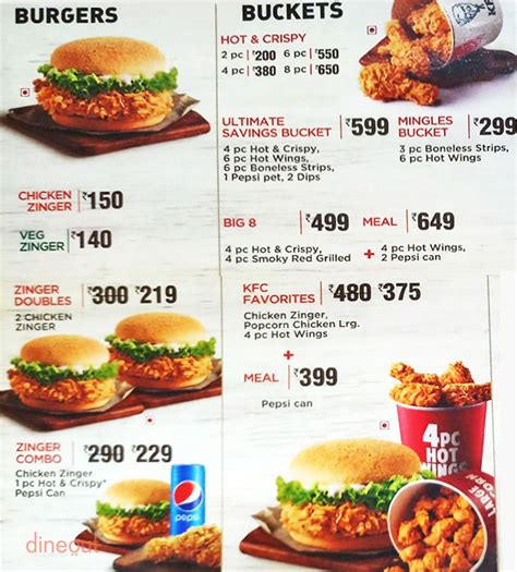 Flip through the menu pictures with the price list for KFC (including kid, drink, gluten-free, happy hour, catering, and takeout menus when applicable). . Kfc jackson menu